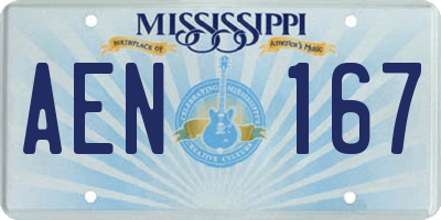 MS license plate AEN167