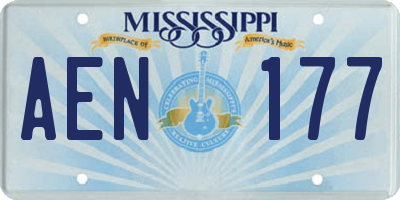 MS license plate AEN177