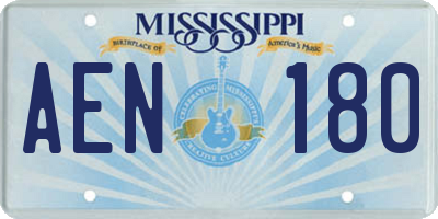 MS license plate AEN180