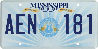 MS license plate AEN181