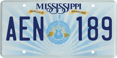 MS license plate AEN189