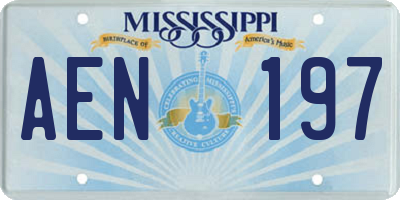 MS license plate AEN197