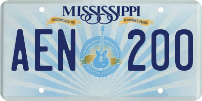 MS license plate AEN200