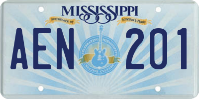 MS license plate AEN201