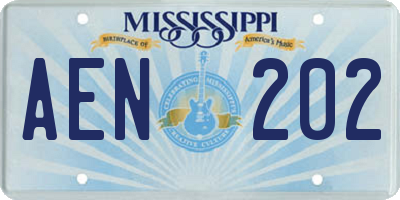 MS license plate AEN202