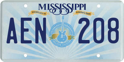 MS license plate AEN208