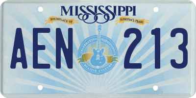 MS license plate AEN213