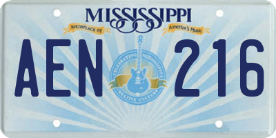 MS license plate AEN216