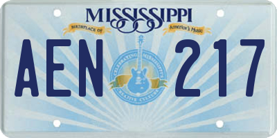 MS license plate AEN217