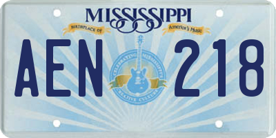 MS license plate AEN218