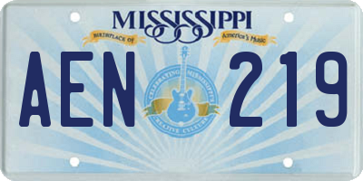 MS license plate AEN219