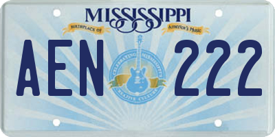 MS license plate AEN222