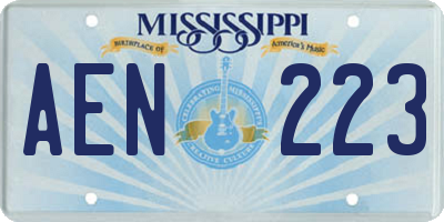 MS license plate AEN223