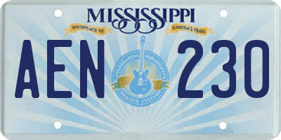 MS license plate AEN230