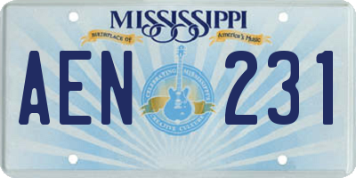 MS license plate AEN231