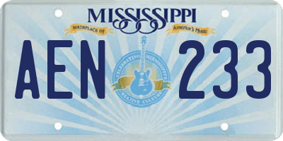 MS license plate AEN233