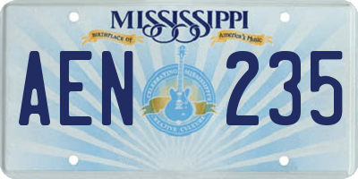 MS license plate AEN235