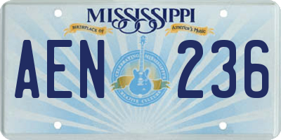 MS license plate AEN236