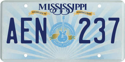 MS license plate AEN237