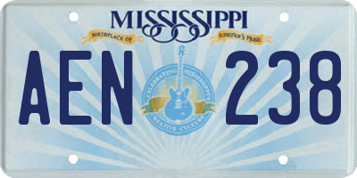 MS license plate AEN238