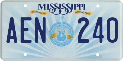 MS license plate AEN240