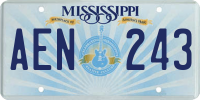 MS license plate AEN243
