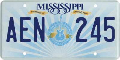 MS license plate AEN245