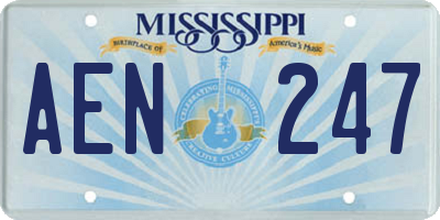 MS license plate AEN247