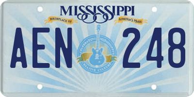 MS license plate AEN248