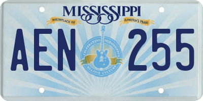 MS license plate AEN255