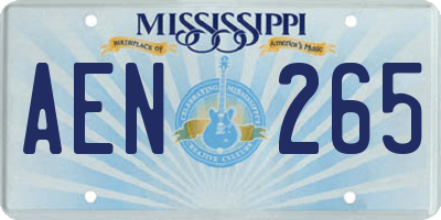 MS license plate AEN265