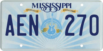 MS license plate AEN270
