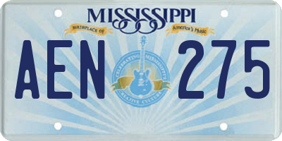 MS license plate AEN275