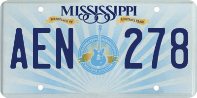 MS license plate AEN278