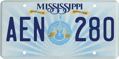 MS license plate AEN280