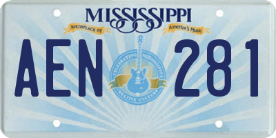 MS license plate AEN281