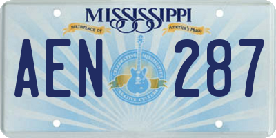 MS license plate AEN287