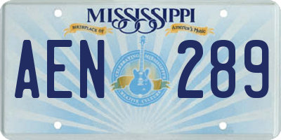 MS license plate AEN289
