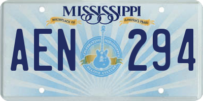 MS license plate AEN294