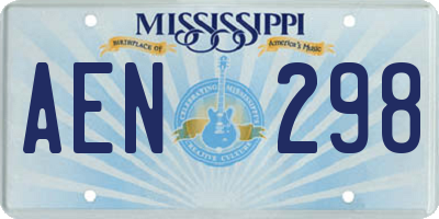 MS license plate AEN298