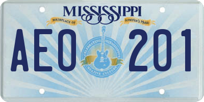 MS license plate AEO201