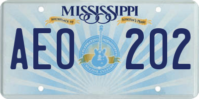MS license plate AEO202