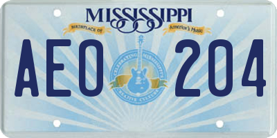 MS license plate AEO204