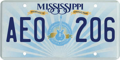 MS license plate AEO206