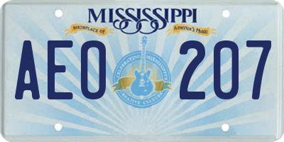 MS license plate AEO207