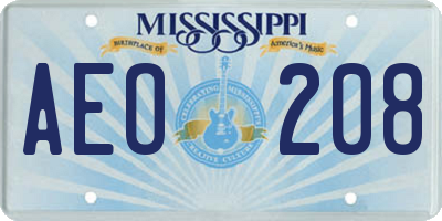 MS license plate AEO208
