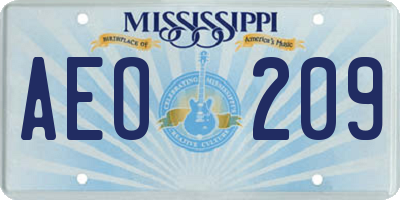 MS license plate AEO209