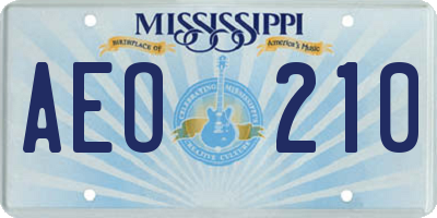 MS license plate AEO210