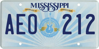 MS license plate AEO212