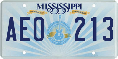 MS license plate AEO213